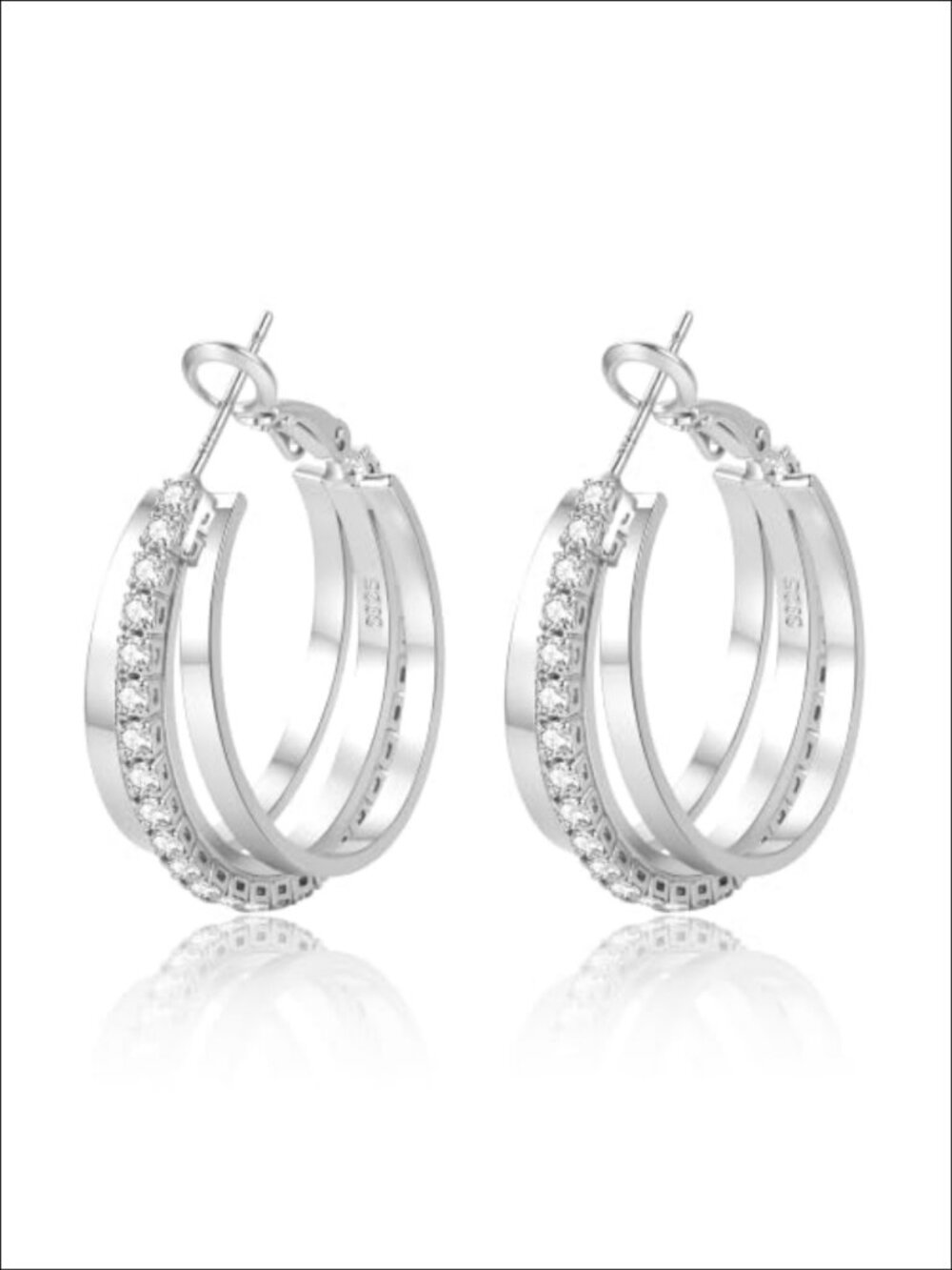 925 Sterling Silver Hoop Earrings Hypoallergenic Triple Gold Hoop Earrings